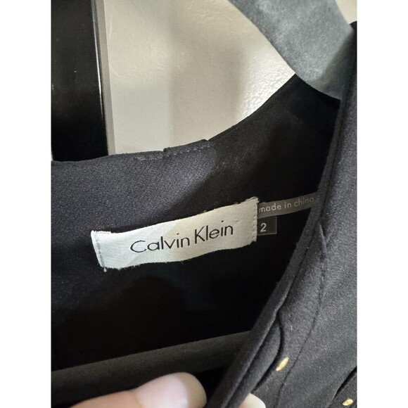 CALVIN KLEIN Black Studded Lined Pencil Dress Size 2 - Picture 2 of 6